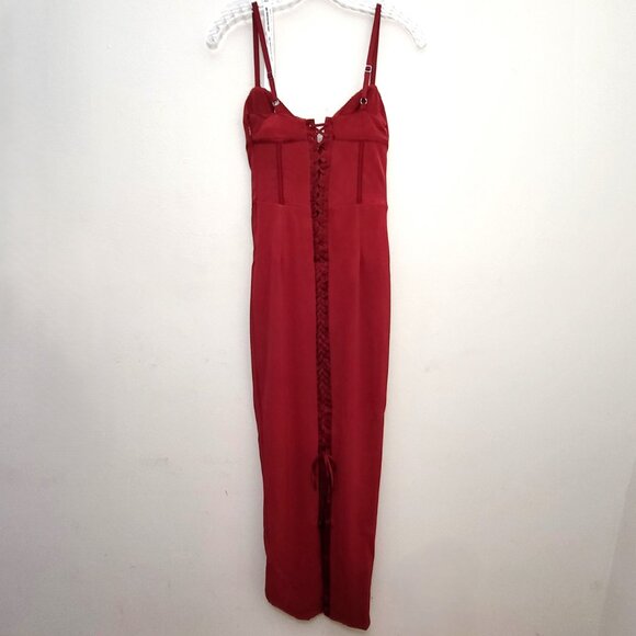 House of CB NWT Red Romy Mesh Corset Bodycon Maxi Dress SMALL REG CUP - Picture 9 of 12
